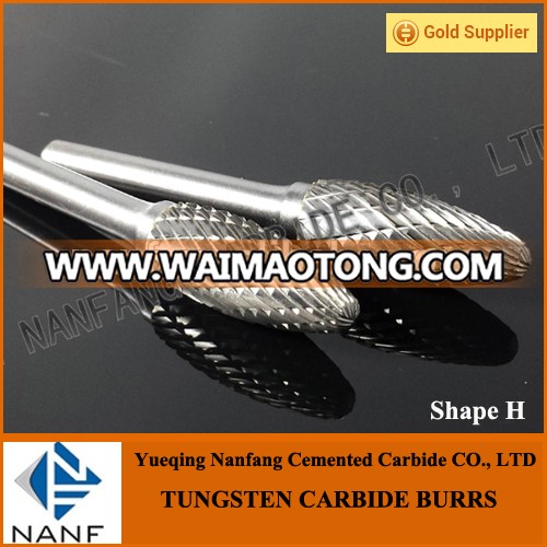 Good Quality Flame Shape H Tungsten carbide burrs single cut or double cut