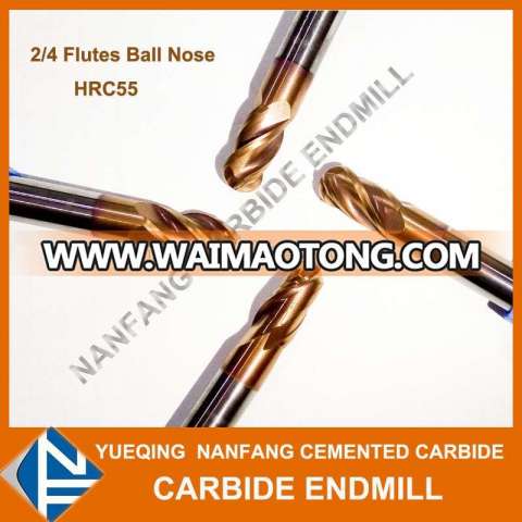 YG10X tungsten carbide ball nose endmill for 45HRC and 55HRC