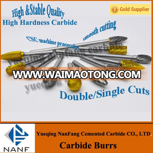 High Quality Tungsten carbide burrs With HRC91 single or double cut